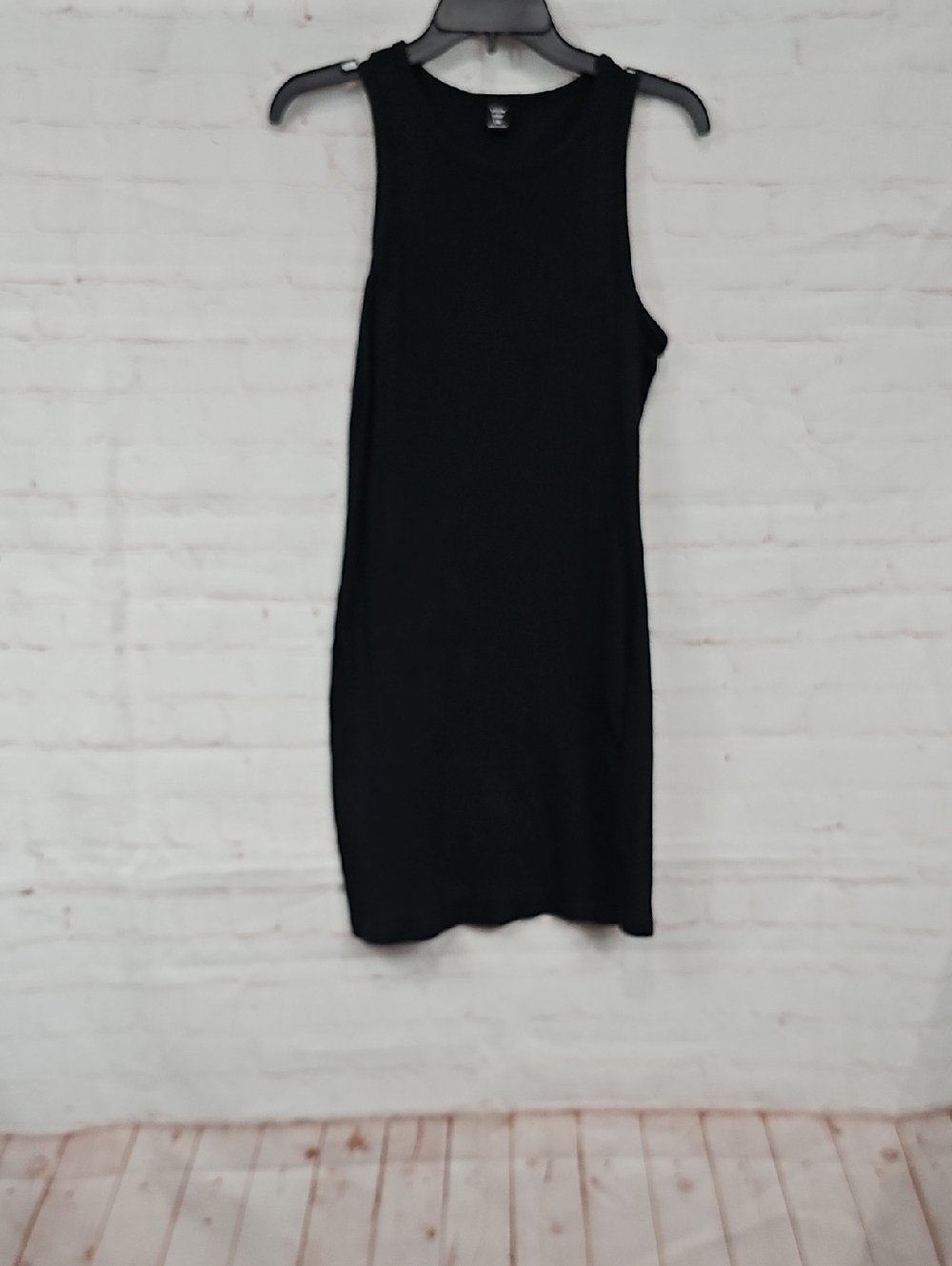 SHEIN Black Sleeveless Midi Ribbed Dress